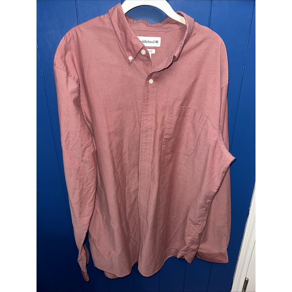 Saddlebred Men's Large Button‎ Down Shirt Red Classic Fit Long Sleeve